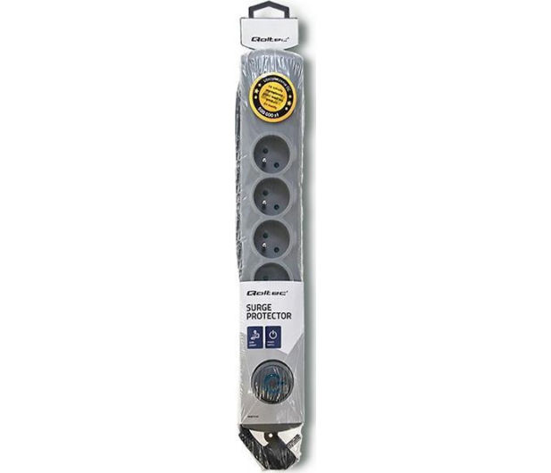 Qoltec Listwa antyprzepięciowa - 6 gniazd, 5m, szara - 1122547 - zdjęcie 4
